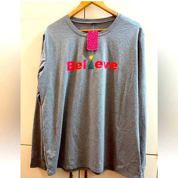 pat pat Accessories - Pat pat womans/ mans T-shirts Christmas top BELIEVE GRAY COLOR size XXL ( L/XL)